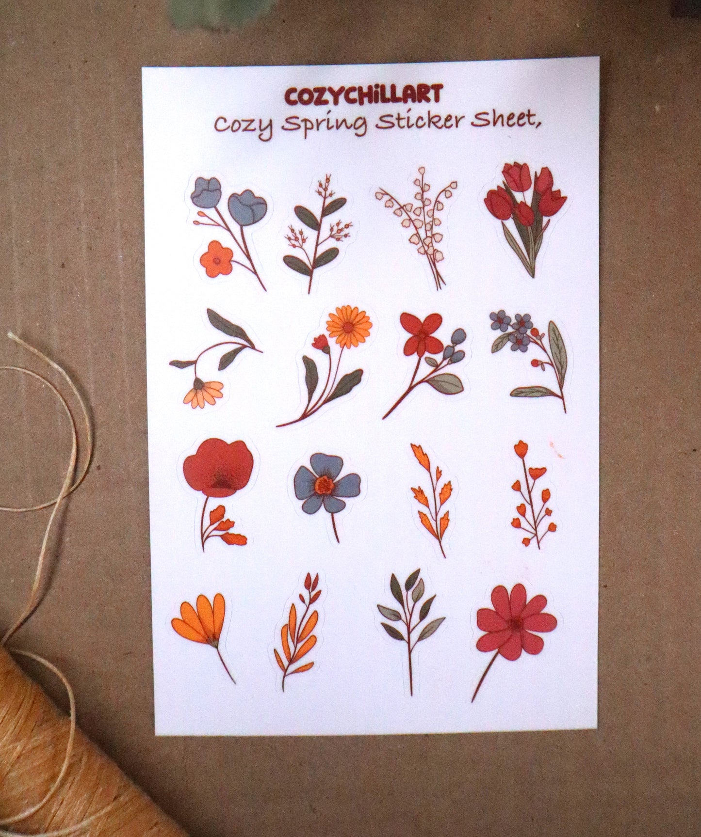 Floral cute boho sticker sheet