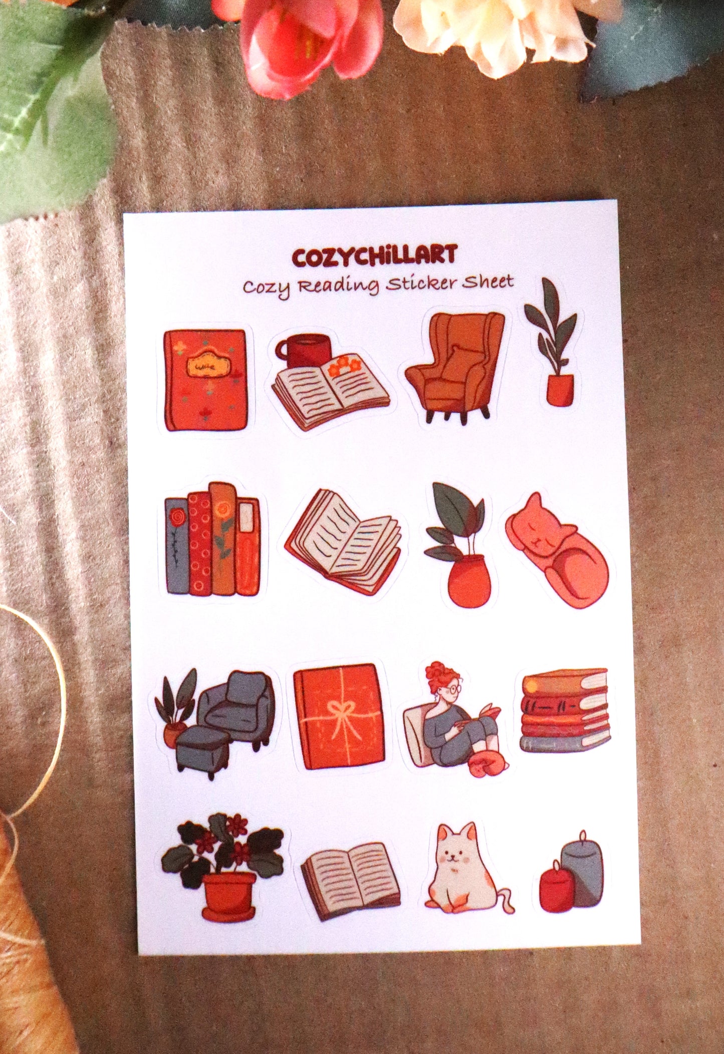 cozy reading sticker sheet