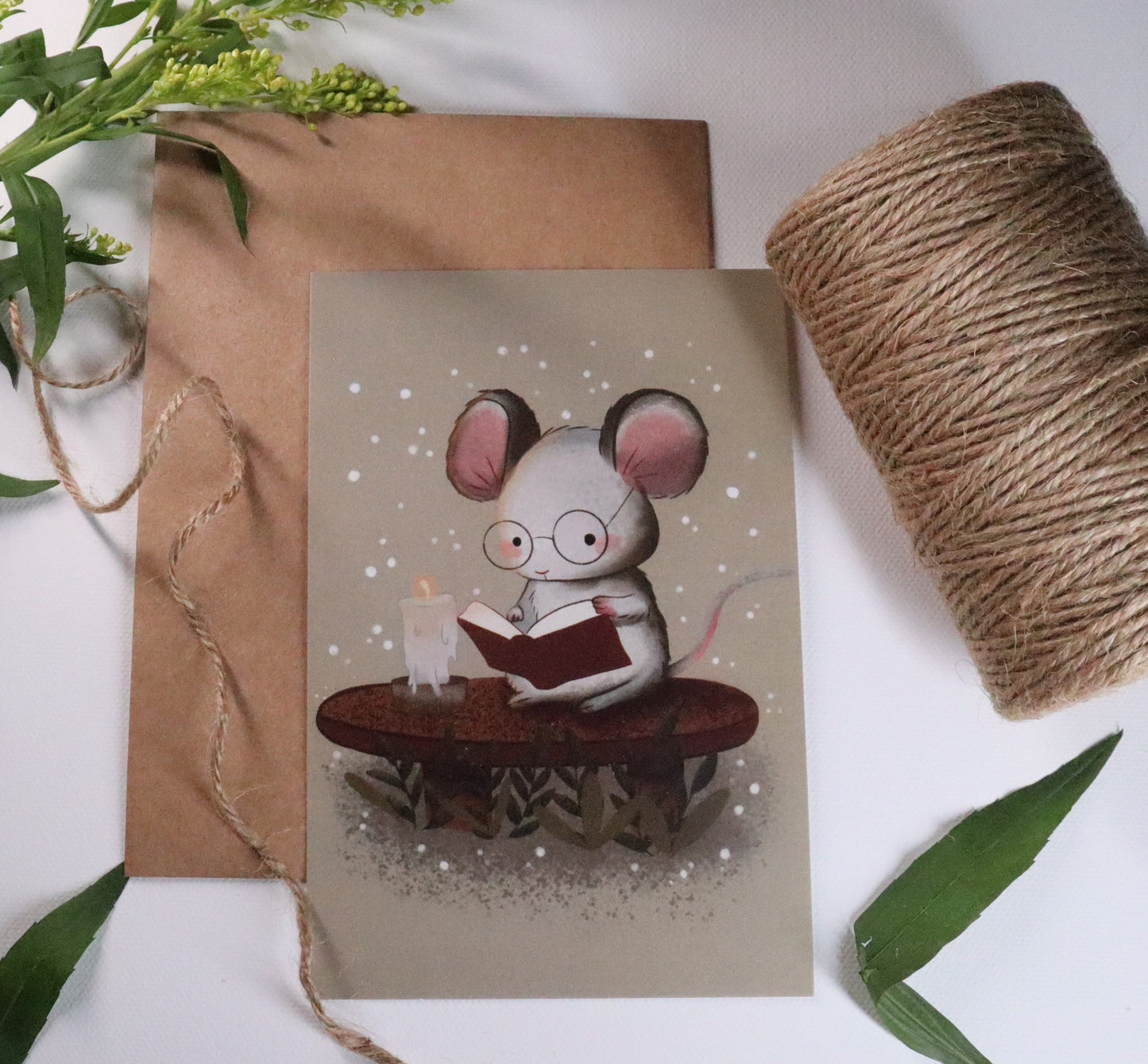 Whiskers and Wisdom Postcard or mini art print