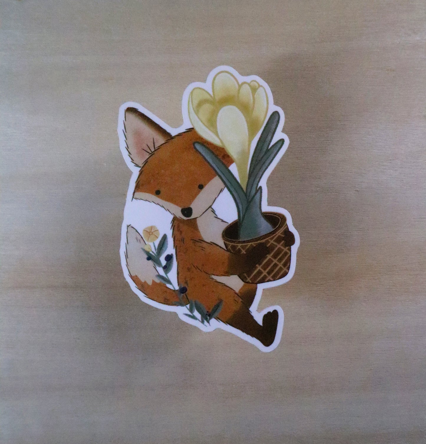 Fox in Bloom Sticker