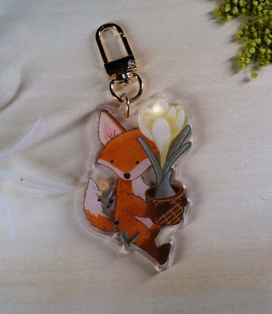 Fox in Bloom Keychain